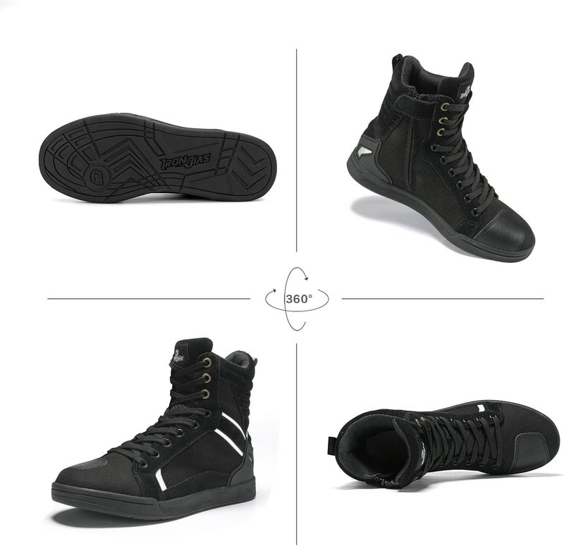 BORLENI Motorcycle Boots Street Riding Shoes Anti-Slip Outdoor Trekking Hike Work Shoes for Men - Image 2